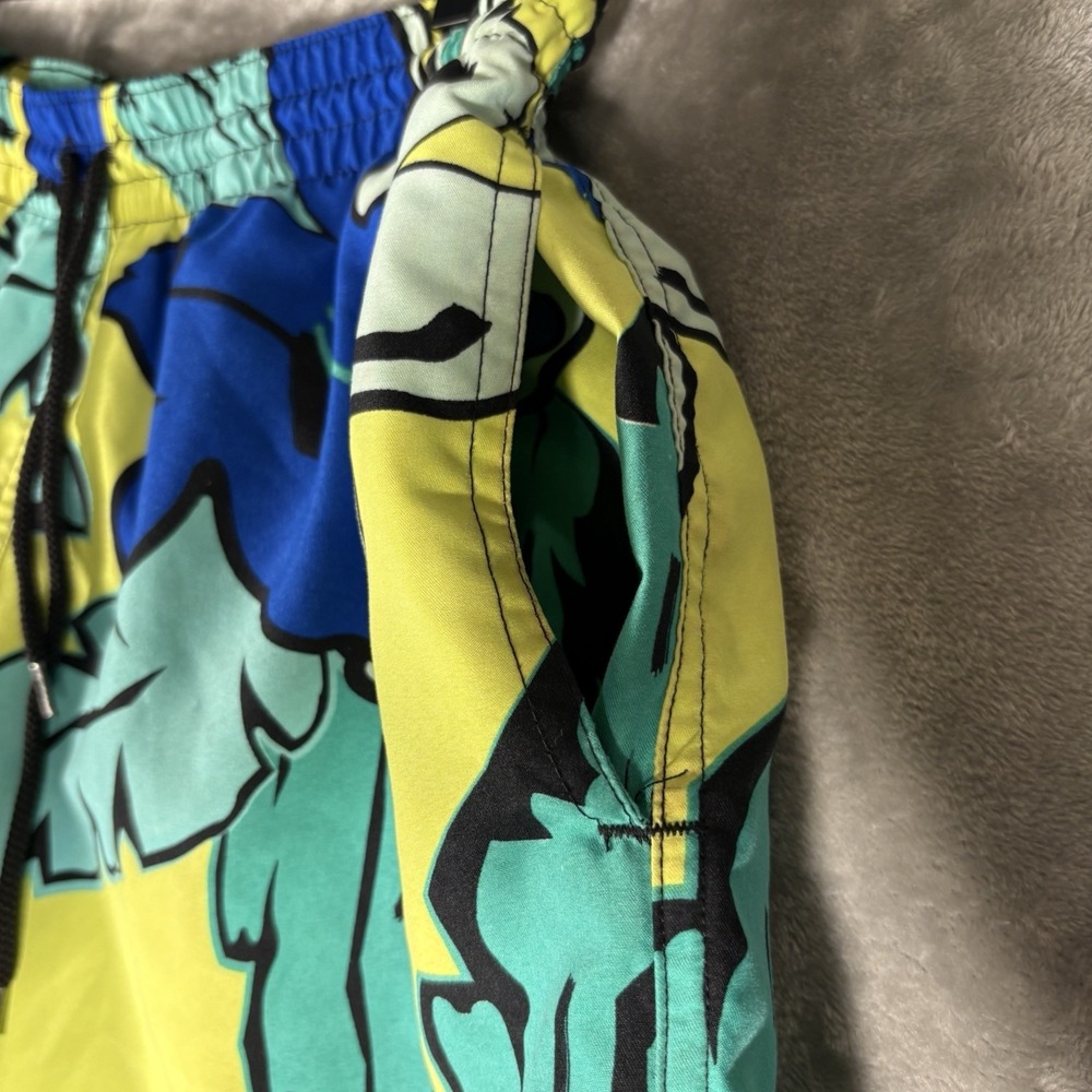 Chubbies Swim Trunks Mens Medium Yellow 4.5" Palm Print Quick Dry Surfer Beach - Picture 7 of 11